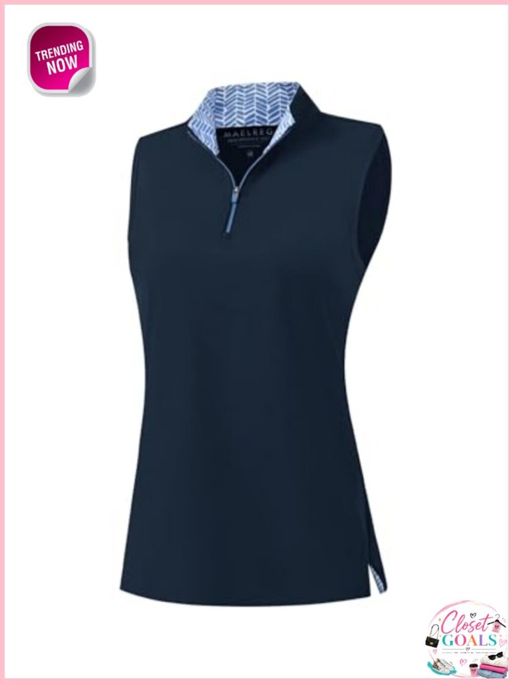 Womens Sleeveless Golf Polo Shirt Quarter Zip Collared Athletic Tank Top